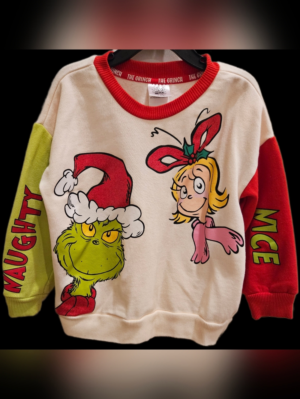 The Grinch Kids' 'Naughty or Nice' Holiday Sweatshirt - Cream & Red